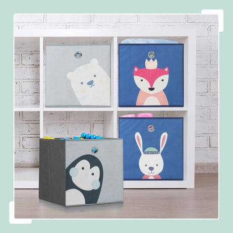 Set di 4 scatole portaoggetti per bambini - pieghevoli motivi animali (1/5)