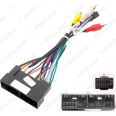 Compatible avec le câble d'alimentation du système de navigation Android Hyundai IX25/KX3/H1, le câble adaptateur PalmNet 16 broches et le câble haut-parleur
