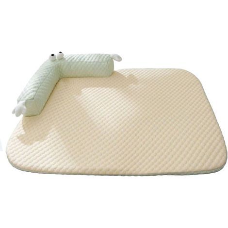 BelleRise - Lit rafraîchissant pour chat avec oreiller 55x40cm - Panier frais et déhoussable pour chien chat - Tapis antidérapant Beige (1/5)