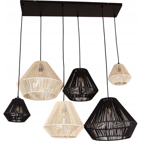 Suspension en bambou style bohème rotin, style loft (1/3)