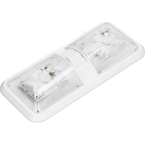 LED-Deckenleuchte für Wohnmobile, 2 Leuchtmittel, 600 lm, 3-Positionen-Schalter, 12 V Gleichstrom, Boot/Yacht, Warmweiß 6500 K (1/5)
