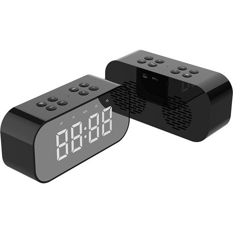 Radiosveglia con altoparlante Bluetooth wireless, radio FM e luce notturna, colore nero, ideale per casa, camera da letto, cucina, ufficio o cameretta dei bambini. (1/3)