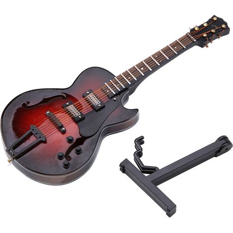 Réplique de Guitare Miniature Classique 5,5 pouces avec Support et Étui - Décoration Instrument Cadeau de Noël (1/5)