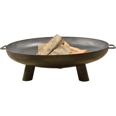 Esschert Design – Brasero rond acier 80 cm – Largeur 89,7 cm – Hauteur 25,3 cm – Design intemporel avec trou de drainage (1/5)