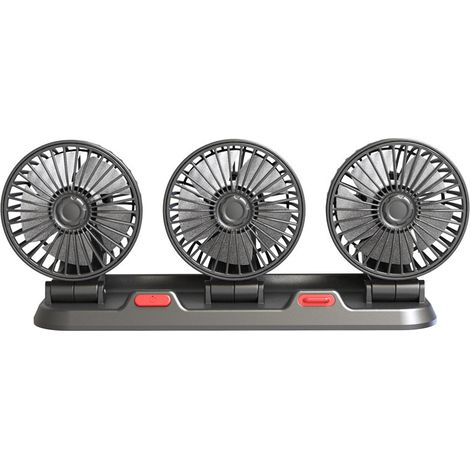 Ventilatore elettrico a tre teste da 5 V per la circolazione dell'aria di raffreddamento, ventilatore automatico rotante a 360°, ventilatore portatile per auto, berlina/SUV/camper/barca/camion (1/5)