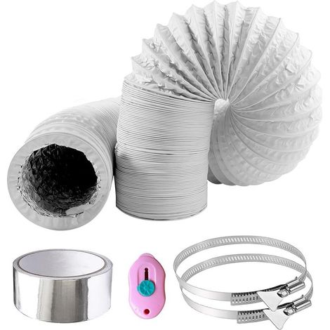 4,5M Tuyau d'Evacuation Flexible 100mm Tuyau d'Evacuation d'air PVC Tube de Ventilation Aluminium Gaine de Ventilation pour Climatisation Sèche-Linge (1/5)
