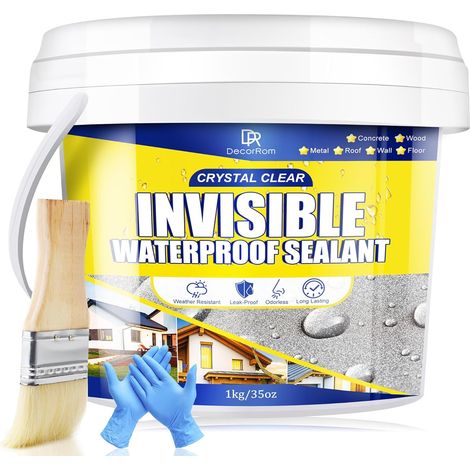 Liquide Étanchéité Transparent 1,000g - Membrane Polyuréthane Imperméable pour Toiture, Mur, Salle de Bain - Résistance UV, Étanchéité Durable - Imperméable Transparente (1/5)