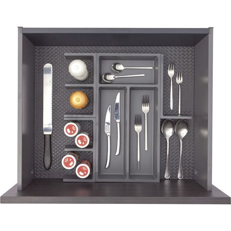 Ninka Besteckeinsatz mit Trenner Basis-Set 1.1 Tiefe 450/500mm, dunkelgrau
