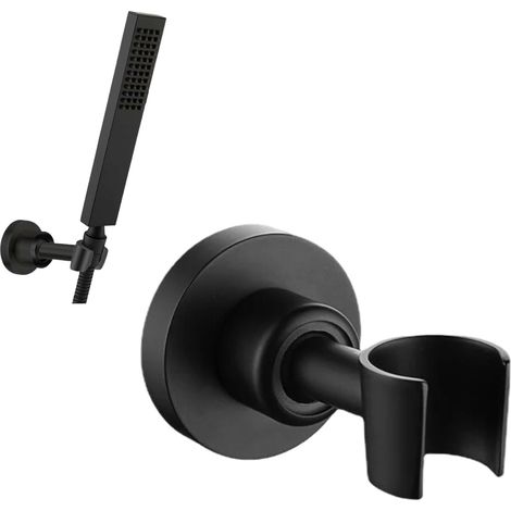 Support Pommeau Douche - Acier Inoxydable 304 - Réglable 360° - Universel pour Douchette à Main - Noir - 1 Pièce (1/5)
