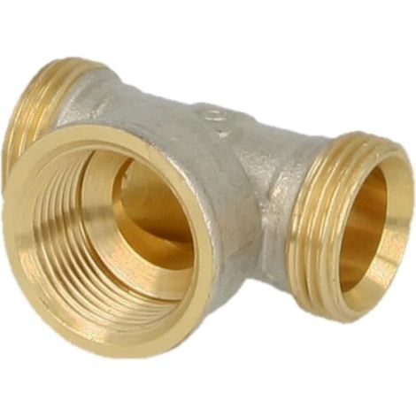 Té laiton extérieur nickelé eurocône 3/4'' FM x 3/4'' FF x eurocône 3/4'' FM