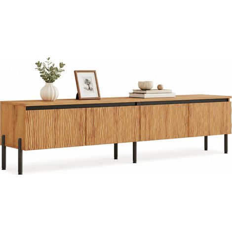 CHICFURN Mobile TV basso 180 x 35 x 43 cm in PB e MDF naturale con vano chiuso (1/5)