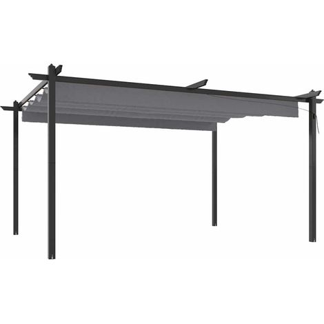 Tonnelle Barnum de Jardin, Pavillon, Pergola, Tente de jardin, avec toit rétractable 4x3 m Anthracite OIB4229E (1/5)