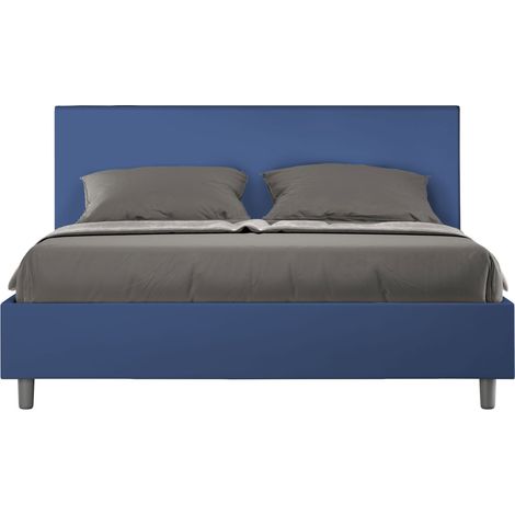 Letto matrimoniale contenitore imbottito 160x190 similpelle blu Adele