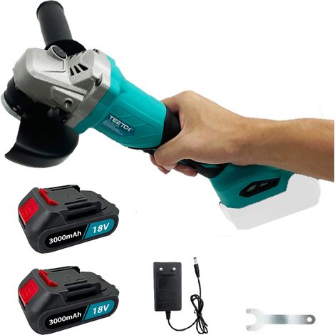 Winkelschleifer, Akku-Winkelschleifer Ø 125 mm, bürstenloser Motor, elektrischer Schleifer, Schleifer, Schneider, Polierer mit 2 3,0-A-Akku, Ladegerät und Scheiben – kompatibel mit 18 V-Makita-Akku