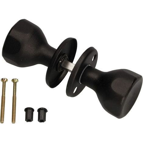 Pomello girevole nero per porta, finitura per porta, maniglia per porta con viti di montaggio, pomello a sfera in acciaio laccato, pomello girevole per porta, finitura protettiva (1/5)