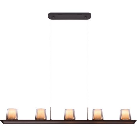 Suspension, Suspension linéaire LED 102 cm, 3000K, ALABASTRO Marron en Acier, MANTRA