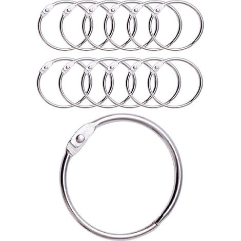 Anneaux de Rideaux Douche avec Crochet en Métal Fabriqués Italie Anneau Circulaire ouvrable 50 mm pour Rideaux, Salle Bain, Maison, Classeurs Couleur Métallique, Argent,12pack (1/5)