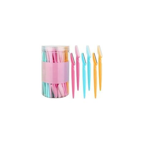 Rasoir et sculpteur de sourcils de précision (en pot) — Design anti-rayures — Outil de beauté — 40 lames par pot (couleurs assorties) (1/5)