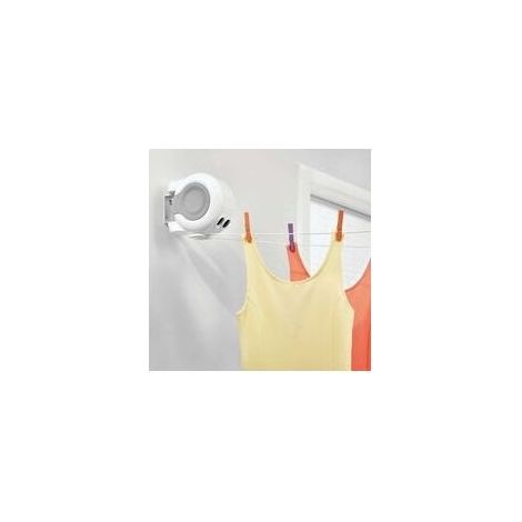 corde à linge extensible – séchoir mural pour intérieur et extérieur en plastique et métal – étendoir à linge de 12,8 m pour salle de bain, buanderie, jardin ou voyage – blanc (1/4)