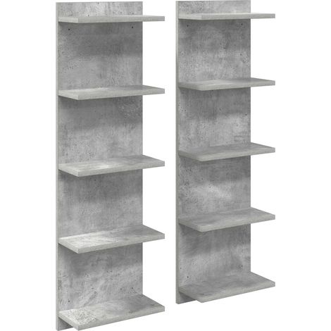 Estante de pared 2 uds. Gris Hormigón 30 x 15 x 100 cm vidaXL