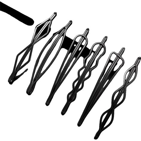 Horquillas para el cabello, diseño ondulado, estilo moderno, negras (1/2)