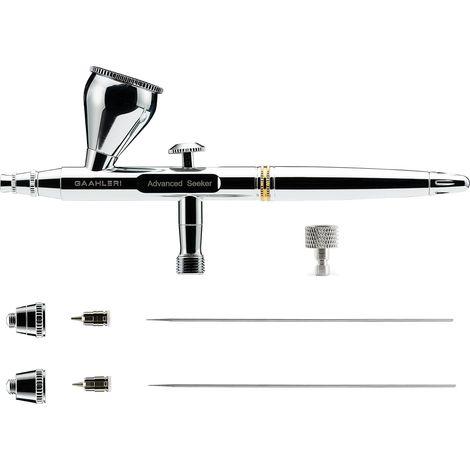 Gaahleri Seeker, double action, gravity, 6 pos nozzle, 0.3 & 0.5 mm nozzles, 1/3 oz bucket, ergo handle. Models & painting art