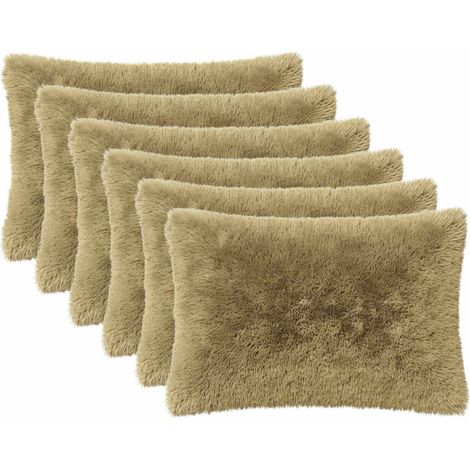 Housse de coussin 6 pcs HEERLEN Vert clair 50 x 75 cm Fleece PV vidaXL
