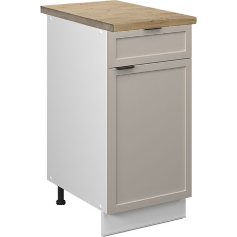 Mueble bajo de cocina Fame-Line, GrisBeige, 40 cm , ET Roble, Vicco