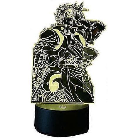 Veilleuse LED 3D à l'effigie de Joseph Joestar (JoJo's Bizarre Adventure), inspirée de l'anime JoJo's Bizarre Adventure, avec télécommande et 16 couleurs. Idéale comme cadeau d'anniversaire.