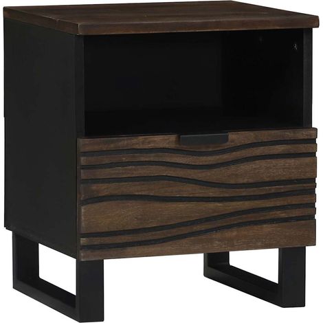 Cabinet de chevet-Table de nuit-Table de chevet Noyer 40 x 33 x 46 cm Bois d'acacia massif 866049 (1/5)