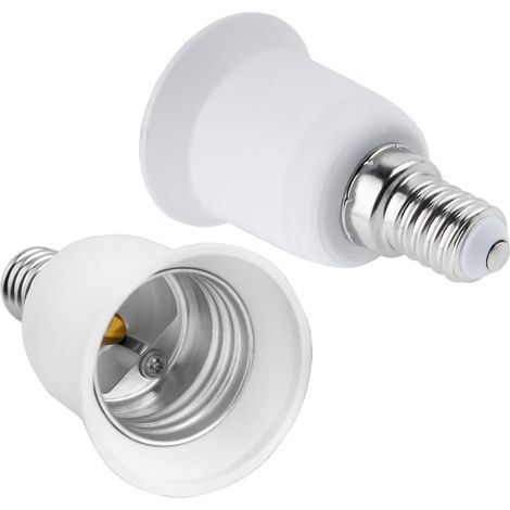 Adaptador de casquillo E14 a E27, convertidor de casquillo SES a ES, 0-250 V, para bombillas E27, LED, incandescentes, halógenas y CFL (paquete de 2)