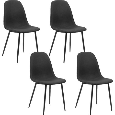 Lot de 4 chaises de salle à manger en tissu avec pieds en acier CLELIA (1/5)