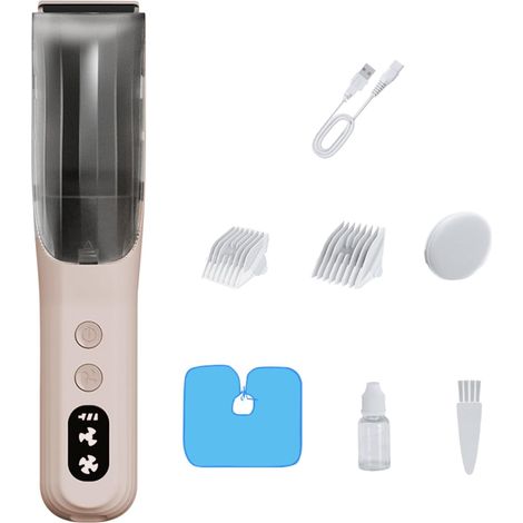 Tondeuses à cheveux électriques pour bébé – Aspiration sous vide ultra silencieuse (1 jeu) Collection automatique de les nouveau-nés et tout-petits, tondeuse sans fil étanche, lame Pink - (1/5)