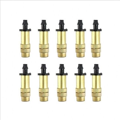10 Pieces Copper Atomizing Nozzle, Adjustable Atomizing Nozzle, Brass Spray Nozzle, Atomizing Sprinklers for Garden Watering Irrigation