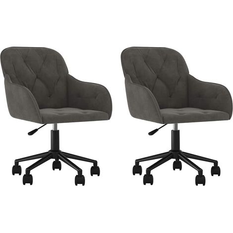 Maison Exclusive - Chaises pivotantes à manger lot de 2 Gris foncé Velours (1/5)