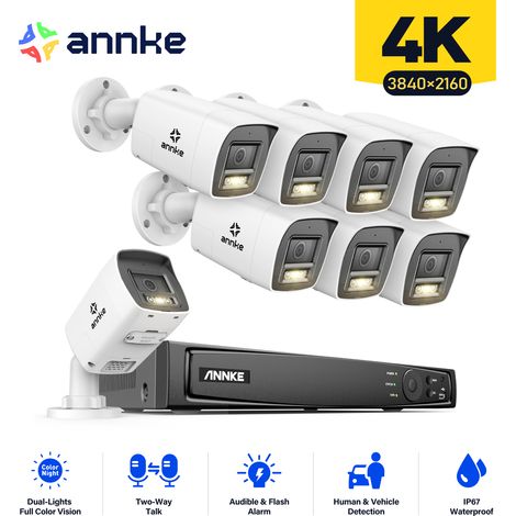 ANNKE 4K Kit di Videosorveglianza Esterno,16CH NVR con 8 Telecamere Bullet PoE Visione Notturna Colori,Audio Bidirezionale Sistema di Telecamere di Sicurezza (1/5)