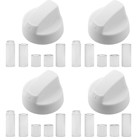 Bouton de commande Universel Blanc Pour toutes les marques et modèles de cuisinière et plaque de cuisson (Lot de 1,2,4,6 ou 8 adaptateurs) Pack Quantity: 4 (1/5)