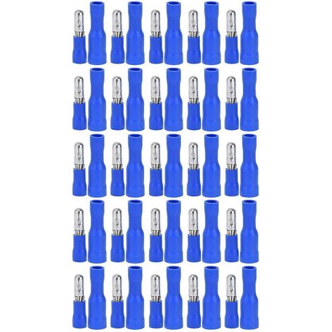 25 paires de cosses isolées mâles et femelles à sertir rapidement pour fils de calibre 16-14 AWG (1/4)
