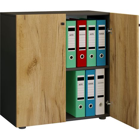 Ebuy24 – Cabine de bureau Lona 2 plis 70x74x40 cm – Raccords en métal de haute qualité – Étagère variable pour 14 dossiers – Corps en bois