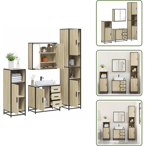 vidaXL Ensemble de meubles de salle de bain 4 pcs chêne sonoma