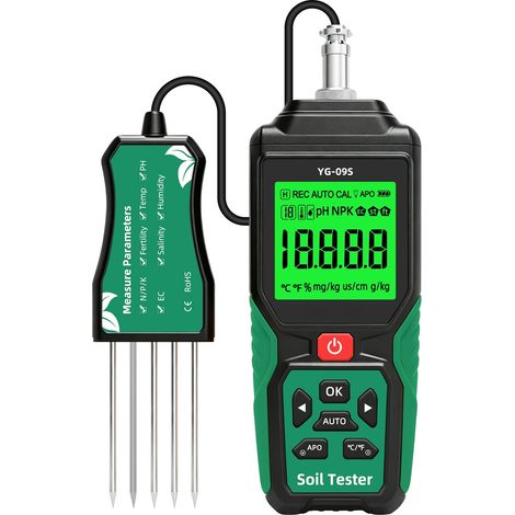 Testeur De Sol Multifonction Analyseur 9 Parametres PH Humidite NPK CE Rechargeable USB Sonde 2m Pour Jardin