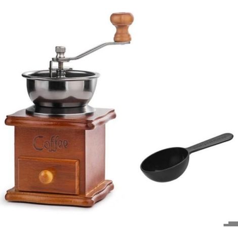 Moulin à Café Manuel avec Cuillère Mini Moulin à Café Vintage en Bois pour Faire Du Café en Maille (1/5)
