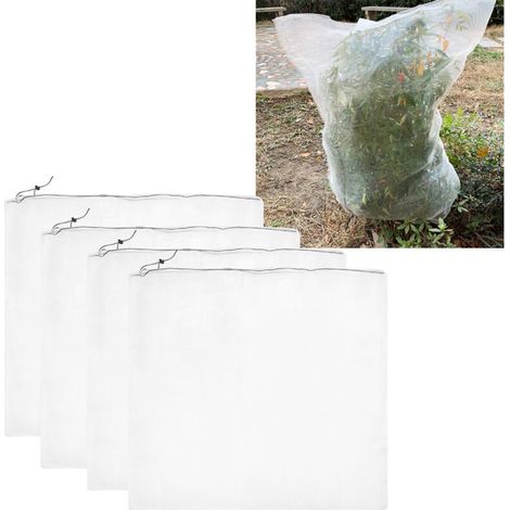 Set mit 4 Netz-Schutzsäcken für Pflanzen, Bäume und Gemüse – 75 x 80 cm, für Garten und Gewächshaus
