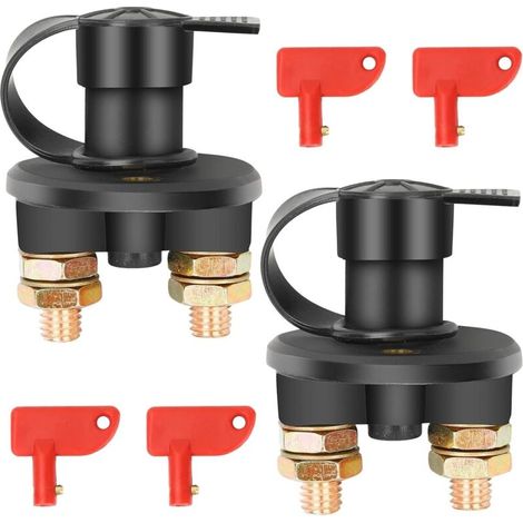 2 Pièces Coupe Circuit Batterie 12v / 24V Interrupteur coupe Batterie ON/OFF Coupe-batterie de voiture pour Yacht Bateau Camion Bus Camping-Cars Voiture Moto