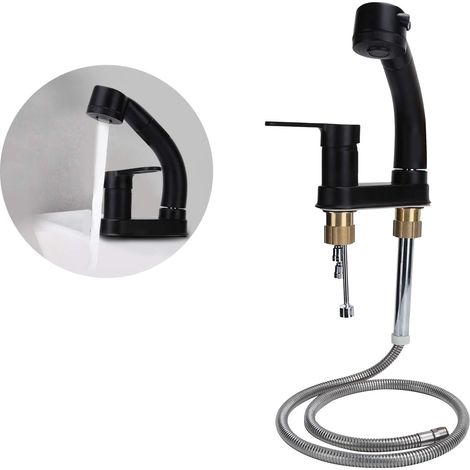 0 Rubinetto dell'acqua, girevole /2 con rubinetto per lavello in ottone con doccetta estraibile, per accessori da cucina, rubinetto per acqua calda e fredda per cucina e bagno.