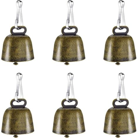 6 cloches vache métal + crochets – anti-perte vaches/moutons – animaux, décorations, pendentifs (1/4)