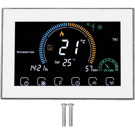 Thermostat de climatiseur Central, écran tactile LED, contrôleur de température WiFi intelligent Programmable, 95 à 240V, blanc (1/5)