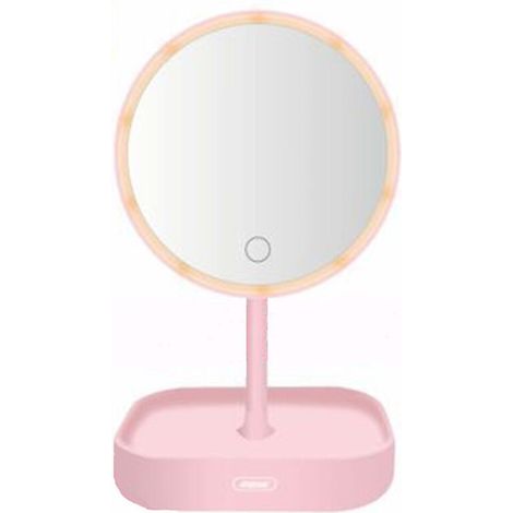 Miroir Rond Maquillage - Éclairage LED 3 Couleurs - Commande Tactile - Base de Stockage Intégrée - Pour Salle de Bain Bureau Station de Beauté - 1 Pièce (1/2)