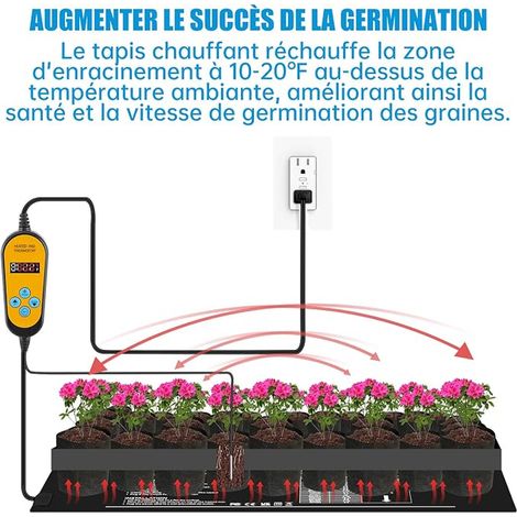 Seedling Heat Mat Heating Mat Thermostat Controller PVC Heating Mat Plants Reptile Amphibian 25 x 52 cm (1/2)