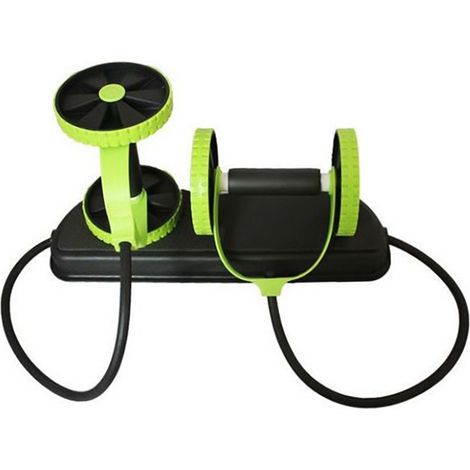 Attrezzo per addominali con doppia ruota e pedana muscoli allenamento fitness (1/5)
